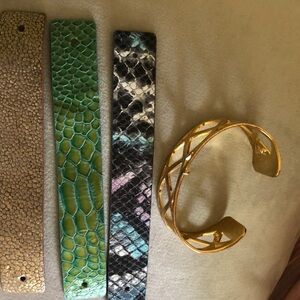 Brighton gold bracelet with with leather leather inserts